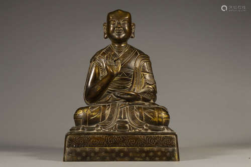 A Gild Bronze Statue of Guru Buddha