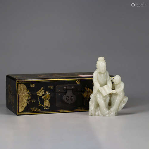 A White Jade Figure Statue