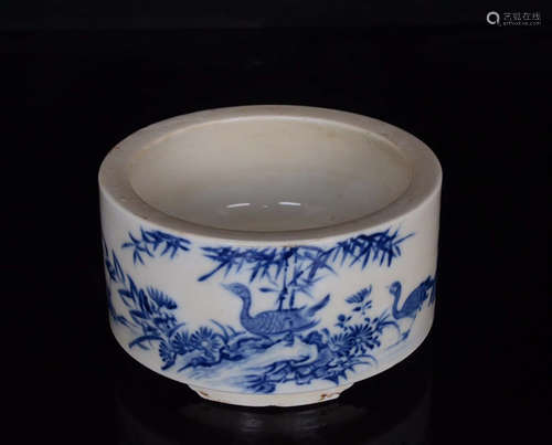 A Blue and White Flower&Bird Porcelain Incense Burner