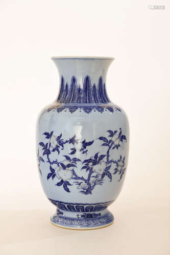 An Azure Blue and White Painted Porcelain Guanyin Vase