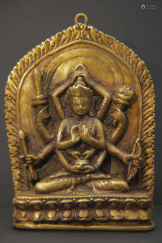 A Gild Bronze Statue of Manjusri Bodhisattva