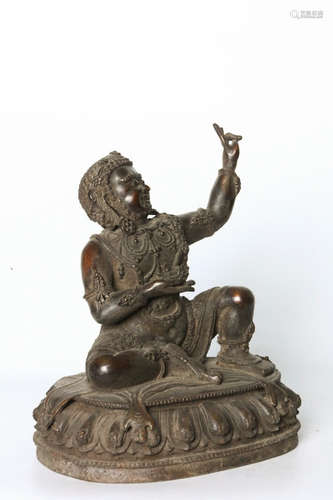 A Red Copper Bodhidharma Statue