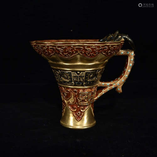 A Relief Gild Dragon Cup