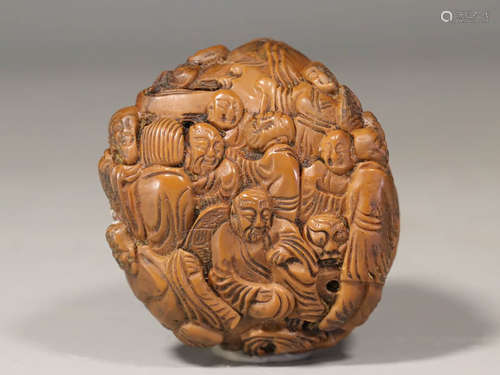 A Hand Carved Eighteen Arhats Nucleus Ornament