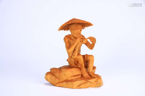 A Boxwood Carved Figure Ornament