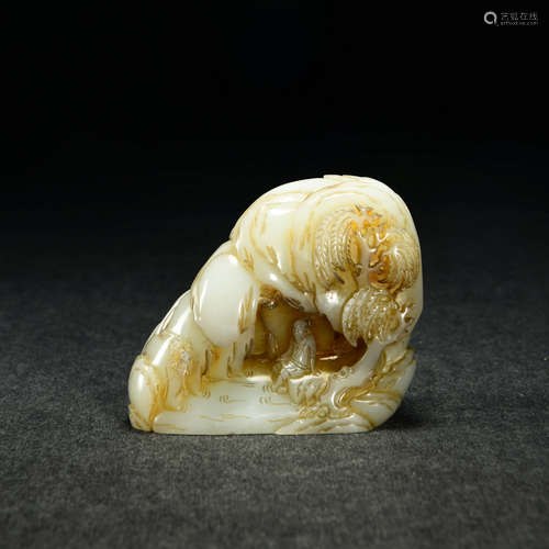 A White Jade Figure Rockery Ornament