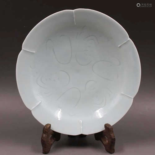 A Hutian Kiln Children Carved Porcelain Plate