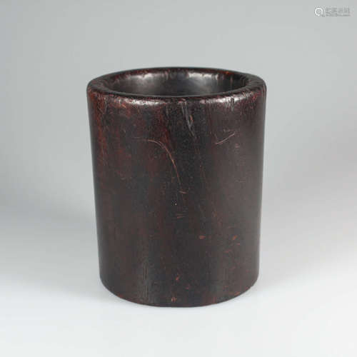 A Rosewood Brush Pot