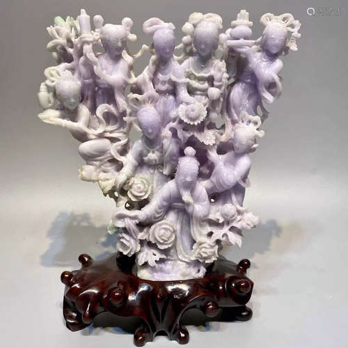 A Violet Jadeite Carved Fairy Ornament