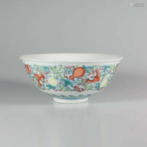 A Doucai Floral Bats Porcelain Bowl