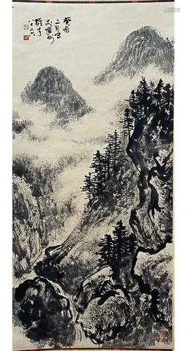 A Chinese Landscape Painting Scroll,Li Xiongcai Mark