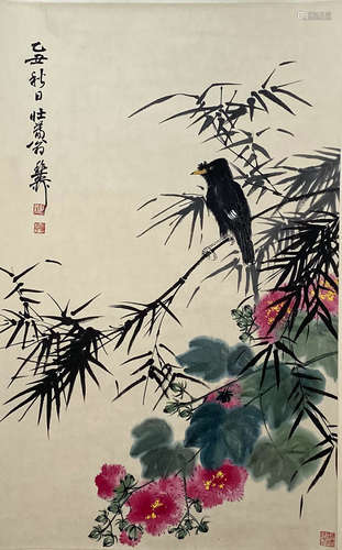 A Chinese Flower&bird Painting Scroll, Xie Zhiliu Mark