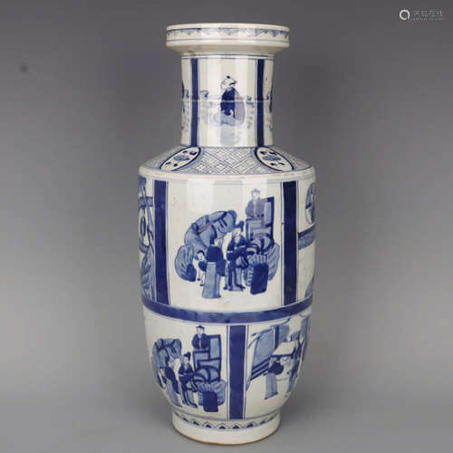 A Blue and White Figures Porcelain Vase