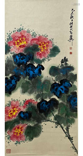 A Chinese Flower&bird Painting Scroll, Xie Zhiliu Mark