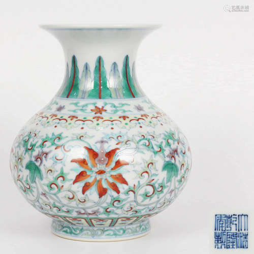 A Blue and White Doucai Twining Lotus Pattern Porcelain Vase