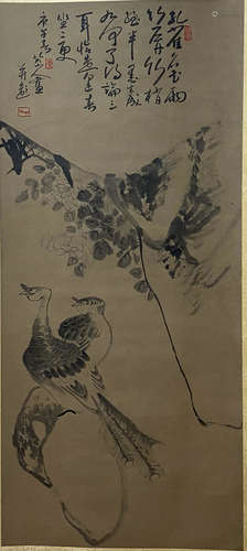 A Chinese Flower&bird Painting Scroll, Ba Da Shanren Mark