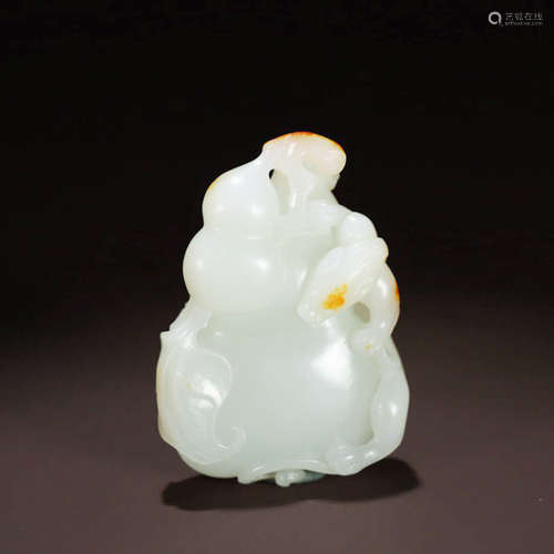 A White Jade Carved Gourd Ornament