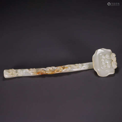 A White Jade Carved Ruyi Ornament