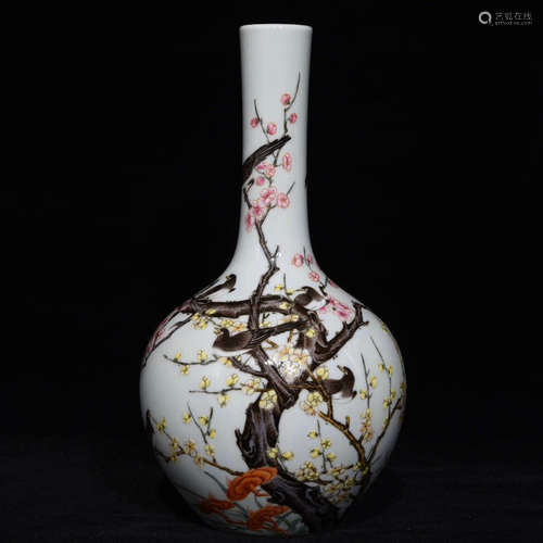 A Famille Rose Plum Blossom Porcelain Vase