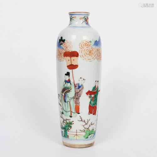 A Blue and White Doucai Figures Porcelain Vase