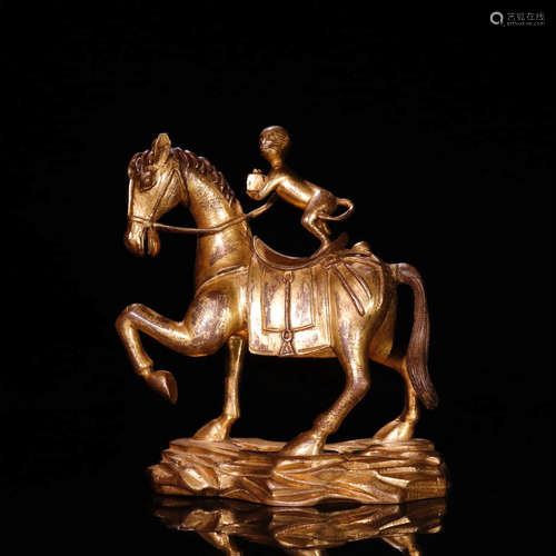 A Gild Bronze Horse Ornament