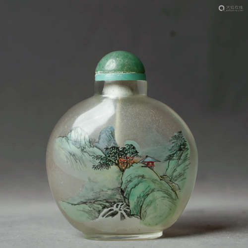 A Landscape Painted Glass Snuff Bottle