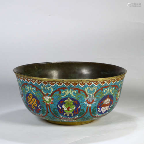 A Bronze Cloisonne Floral Bowl