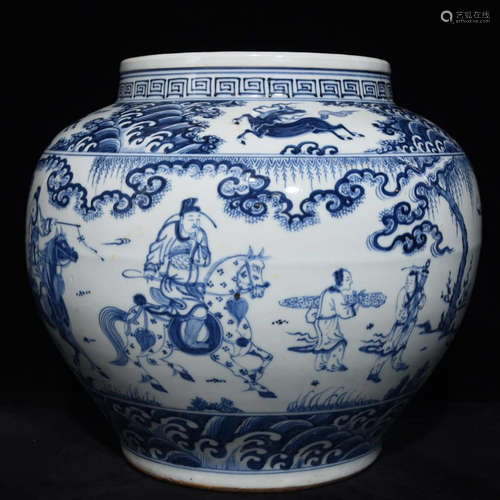 A Blue and White Figure Porcelain Jar