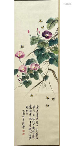 A Chinese Flower&bird Painting Scroll, Mei Lanfang Mark