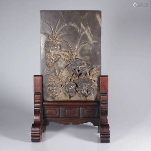 A Qiyang Stone lucid ganoderma Pattern Ink-stone Screen