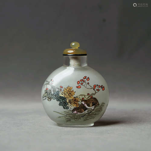 A Glass Flower&Bird Snuff Bottle