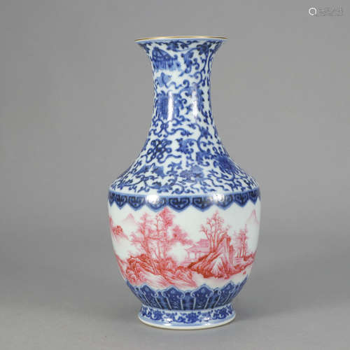 A Blue and White Red Color Porcelain Vase