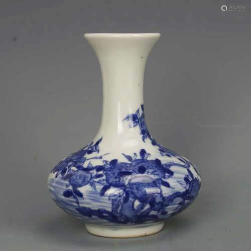 A Blue and White Figures Porcelain Oblate Belly Vase