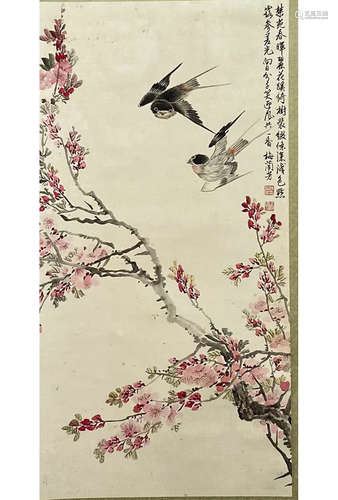 A Chinese Flower&bird Painting Scroll, Mei Lanfang Mark