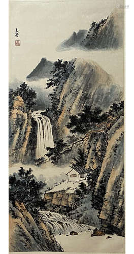 A Chinese Landscape Painting Scroll, Song Meiling Mark