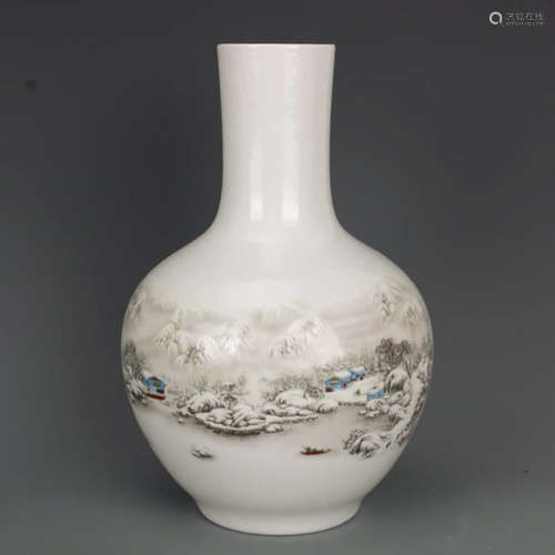 A Famille Rose Snow-covered landscape Porcelain Tianqiuping