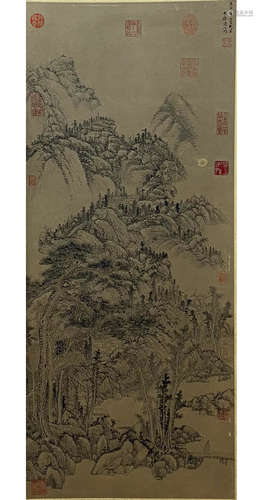 A Chinese Landscape Painting Scroll, Huang Gongwang Mark