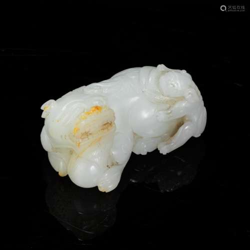 Jade Ornament in Lion form from Qing