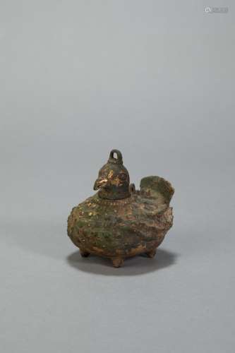 Copper and Golden Ornament in Bird form from Tang