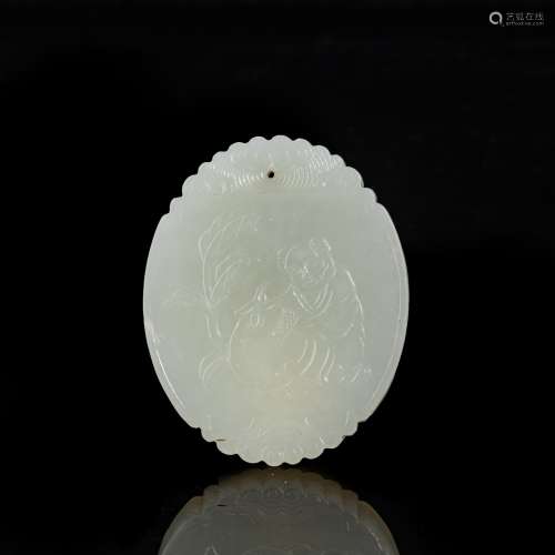 White Jade LiuSong Pendant from Qing