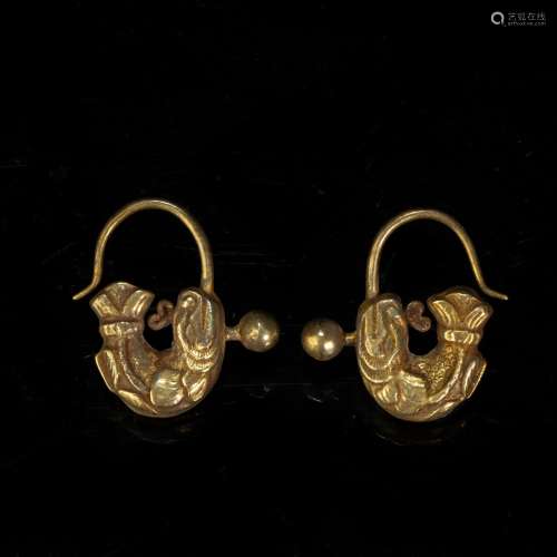 Silvering and Golden Earrings from Liao