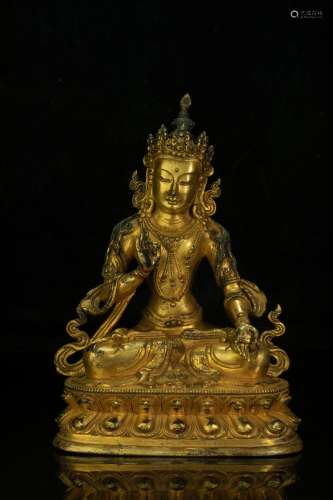 Copper and Golden Tara Buddha Statue from Qing