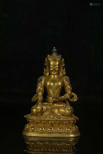 Copper and Golden Buddha Statue from Qing