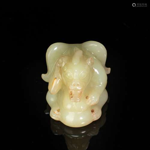 Yellow Jade Ornament in Bear form from Han