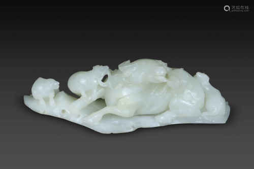 HeTian Jade Ornament in Ox form from Qing