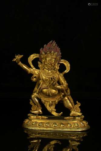 Copper and Golden Buddha Statue from Qing