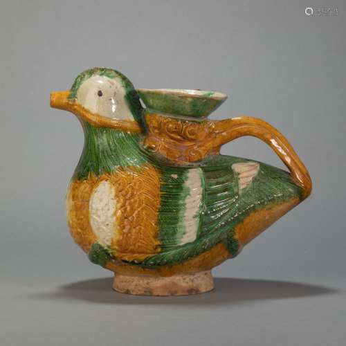 Three Colored Mandarin Duck Vase from Liao