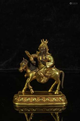 Copper and Golden GuanGong Statue from Qing