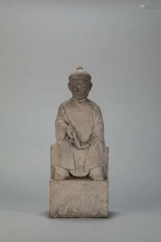 Stone Carved Human Statue from Qing