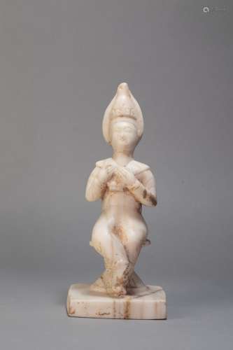 White Jade Dancer Human Statue from Tang